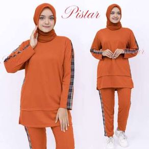 No Brand Baju Olahraga 1 Set Wanita Muslimah Setelan Senam Tunik Yovios PISTAR 187