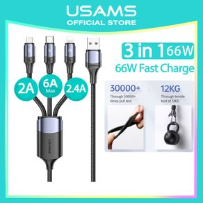 USAMS Official Original Kabel Data U71 Fast Charging 3in1 6A / 2A / 2.4A / 3A USB IPHONE / TYPE C / Micro Kabel Lightning Fast Charger Ori For Oppo Xiaomi Realme Vivo Samsung Android HP IP 11 12 13 Pro 7 6 Plus 6s 5s
