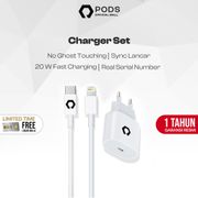 CHARGER 20W Fast Charging - Type C to Lightning [Fullset Lightning + Adaptor] By Pods Indonesiaaaa