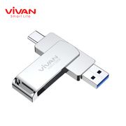 Flashdisk Vivan VOC164 Flasdisk OTG 64 Gb Type-C Dan USB3.0 Dual Interface Silver - Garansi 1 Tahun
