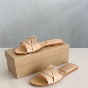 sandal wanita original import flat sandal wanita branded zr 35 - nude 38