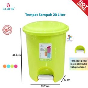 tempat sampah injak claris vineeta 1167 step on dustbin 20 liter - hijau