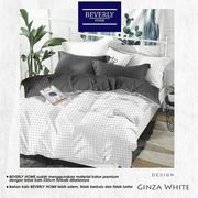 sprei aesthetic kotak kotak ginza ukuran 90/100/120/160/180/200 x 200 - putih 100x200x20
