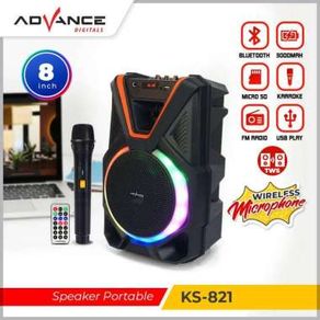 Advance KS-821 Speaker Portable 8" Bluetooth Free Mic Wireless