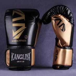 KANGLIYA Sarung Tangan Tinju MMA Boxing Muay Thai Leather Glove 12 OZ Hitam