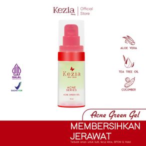 KEZIA Beauty Green Acne Gel 15ml - Serum Gel with Tea Tree Oil untuk Mengatasi Jerawat & Sensitif di Wajah