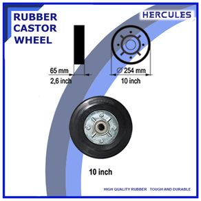 Hercules - Castor Wheel Dop Plat 10 Inch Light Duty Roda Troli, Etalase, Gerobak, kastor