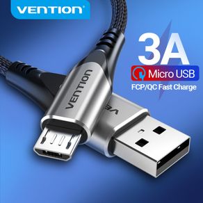 Vention Kabel Mikro USB 3A Nilon Kabel Data USB Pengisi Daya Cepat untuk Samsung Xiaomi LG Tablet Android Ponsel Pengisian Daya USB