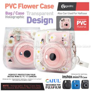Leather Bag Fujifilm Mini Instax 40 / 11 / 9 / 8 Tas Holographic Flower Bening Case Transparan
