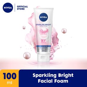 NIVEA Face Care Sparkling Bright Whitening Facial Foam 100ml - Perawatan Kulit Wajah - Sabun Cuci Muka - Mencerahkan Kulit Wajah dengan Pearl Micro Serum