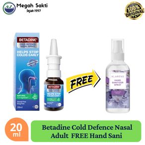 Megah Sakti - Betadine Cold Defence Nasal Spray Dewasa- Mengatasi Kuman Penyebab Flu FREE Klarens calm musk