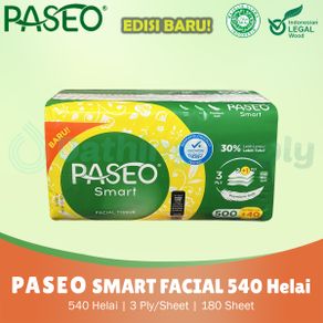 Tissue Paseo Smart Facial 540 Helai 3 Ply Edisi baru dari 250 Sheet