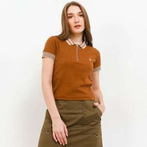Kaos Polo Wanita Hush Puppies Sumara Brown - Brown, XL