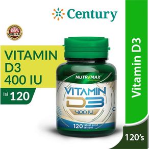 Nutrimax Vitamin D3 400 IU 120 tablet/Vitamin D/Daya Tahan Tubuh/Imunitas/Kesehatan Tulang/Jantung