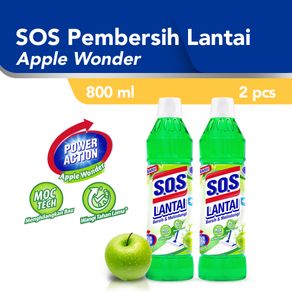 SOS Pembersih Lantai Apple Wonder Botol 800 ml (2pcs) - Anti Bakteri wangi Buah Apel