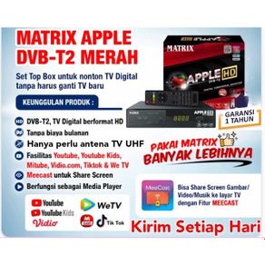 Apple Merah Set Top Box TV Digital DVB T2 Matrix Apple HD - STB Generasi Terbaru