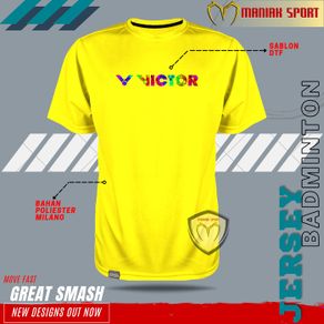 kbvk-wr03 - kaos badminton baju bulutangkis victor premium sablon dtf - vic/wr/vision kuning/xxl