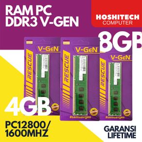 Ram PC VGeN Ddr3 4gb 8gb PC12800 1600Mhz V-GeN Longdimm Rescue