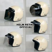 helm bogo classic garis retro dewasa sni bukan inkkyt cargloss - cream helm kc cembung