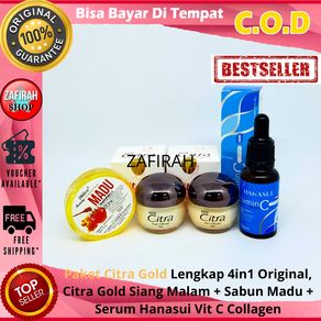 Citra Gold Paket Lengkap 4in1 Original Citra Gold Siang Malam + Sabun Madu + Serum Hanasui Vit C Collagen / Bisa COD / ZAFIRAH
