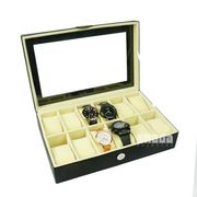 kotak jam tangan isi 12 full motif dan warna | box jam tangan murah | - hitam dlm crem