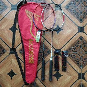 OBRAL  Paket Murah Raket Badminton LENTUR Lining Bonus Grib Handuk