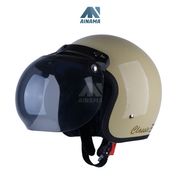 Ainama Helm Bogo Classic Dewasa Half Face Modern Vintage SNI Ukuran M Aesthetic Polos Cream Glossy