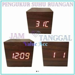 Jam Weker Kayu / Led Digital Wood Clock - 859