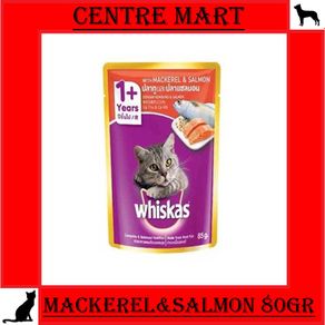 Whiskas Pouch Mackerel Salmon 80gr