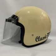 helm bogo cream glossy solid helm dewasa helem sni retro classic - datar clear