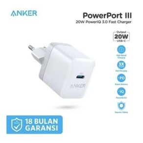 Anker Charger Powerport Iii 20W Usb-C Pd Iq 3X Faster Fast Char Type C