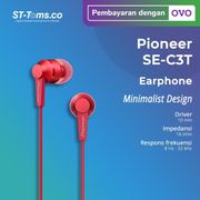 pioneer se-c3t earphone with mic - merah