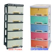 New Lemari plastik laci susun ayaman rotan New Napolly warna-warni CONTAN / SRS