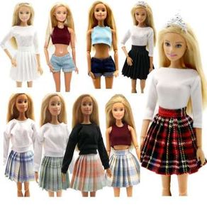 29cm Barbie Pleated Skirt Barbie Accessories Long Sleeve Sweater 1/6 Doll Clothes FREE ONGKIR