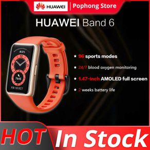 Huawei Band 6 Smartband Asli Oksigen Darah 1.47 Inci Layar AMOLED Pelacak Denyut Jantung Pemantauan Tidur