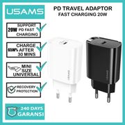 usams adaptor charger 20w usb-c fast charging pd qc singleport t39 - white