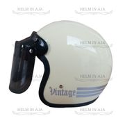 helm bogo classic cream garis retro motor dewasa sni - helm & kacaflat