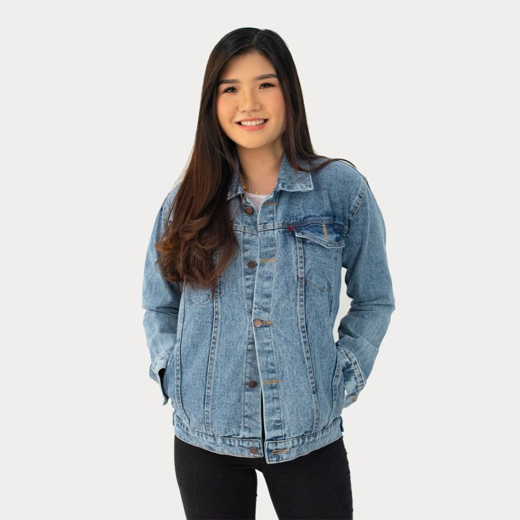 denim jacket snow jaket jeans wanita 