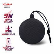 speaker bluetooth vivan vs2 portable mini wireless waterproof ipx6 - hitam