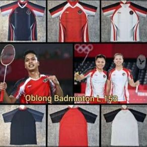 Baju jersey badminton L153 oblong olimpiade kaos bulutangkis greysia - Putih, M