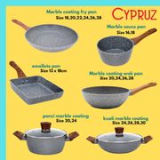 CYPRUZ FRY PAN MARBLE WOK PAN SAUCE PAN FRY WOK PANCI KUALI TEFLON GRANIT WAJAN ANTI LENGKET