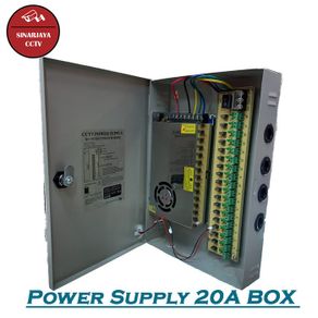 power supply adaptor cctv 12v 20a box