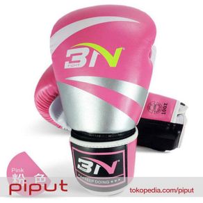 bn fight boxing gloves sarung tinju full glove pink 10 oz muay thai - 10oz