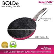 Super Pan Bolde Wok Pan 24 Cm Granite Coating Free Bubble - Dark Knight