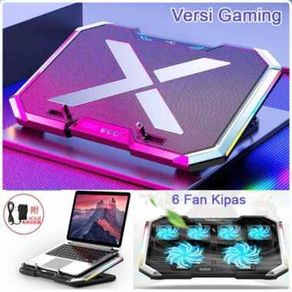 Kipas Pendingin Laptop Gaming Cooling Pad Dengan Led Rgb Light 6 Kipas Kode 201