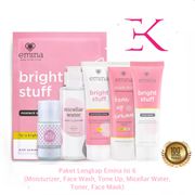 Paket Lengkap Emina Bright Stuff (Moisturizer Tone Up Face Wash Micellar Water Toner Face Mask)