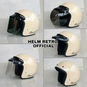 helm bogo dewasa garis/classic/retro cream sni murah - cream helm saja