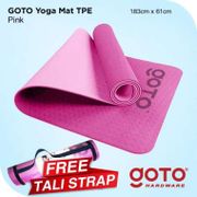 Goto TPE Matras yoga Mat 6mm Double Layer Anti Slip Gym Olahraga - PINK