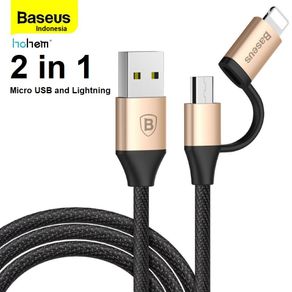 BASEUS Kabel Data 2 in 1 USB to Micro USB Lightning Iphone Cable 2A Ori Original