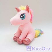 boneka unicorn my little pony pink duduk ekor rainbow
